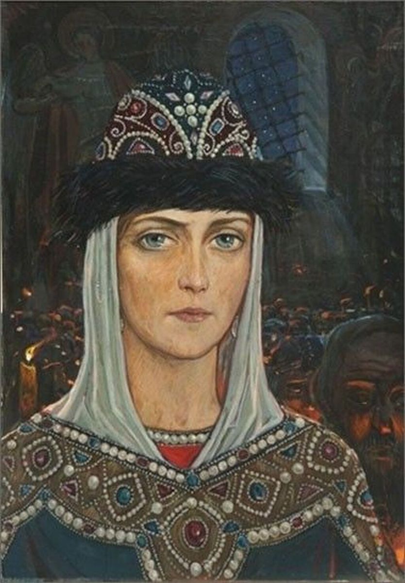 "Княгиня Евдокия в храме", И.С.Глазунов, 1980г.